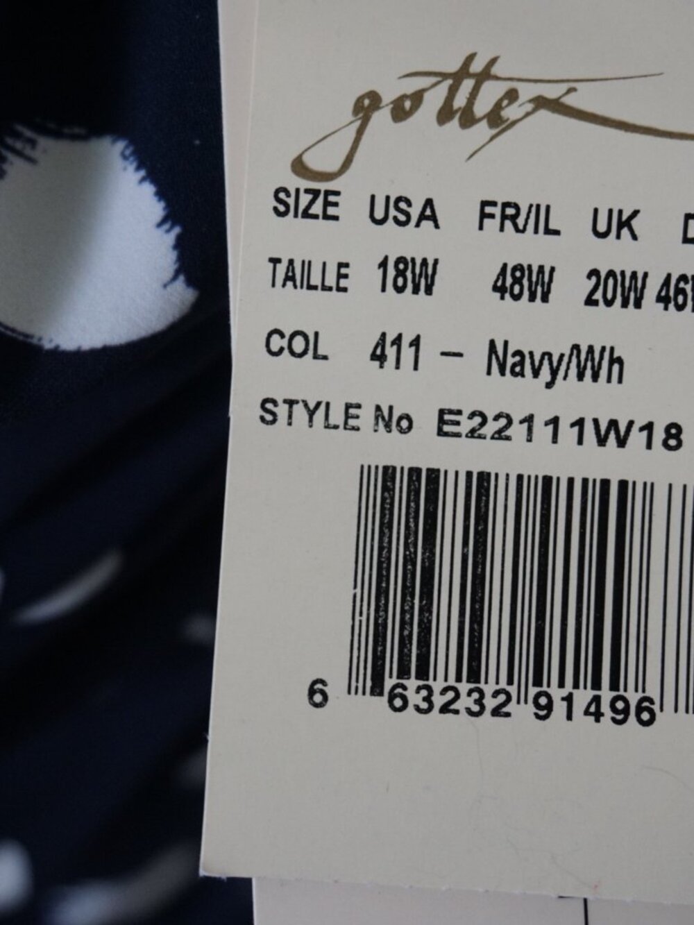 NWT Profile by Gottex “Light as a Feather” Tankini Top Plus Size Navy/White - Picture 6 of 8